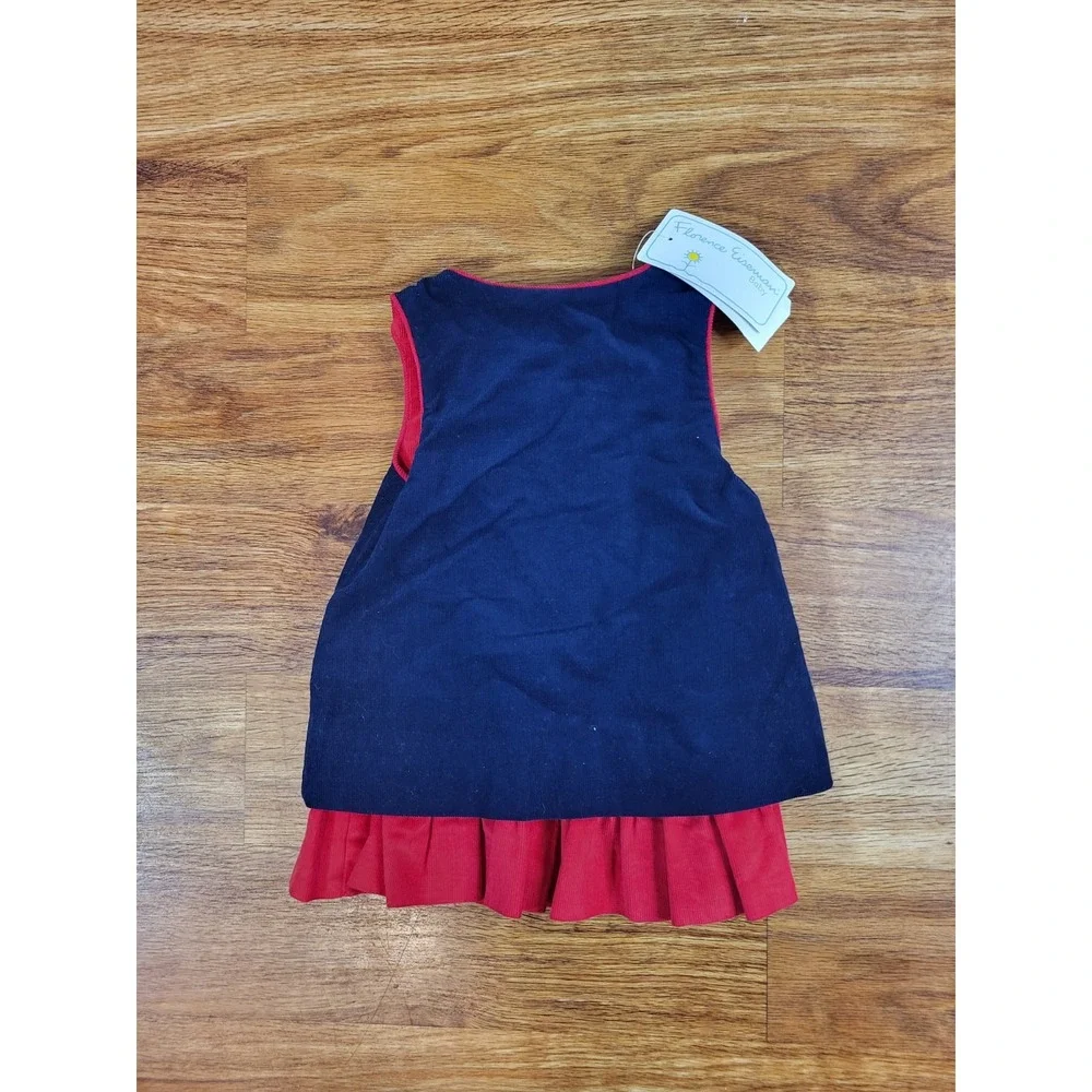 Florence Eiseman Baby Reversible Jumper Size 3m Red & Navy‎ Blue Snowflakes &...